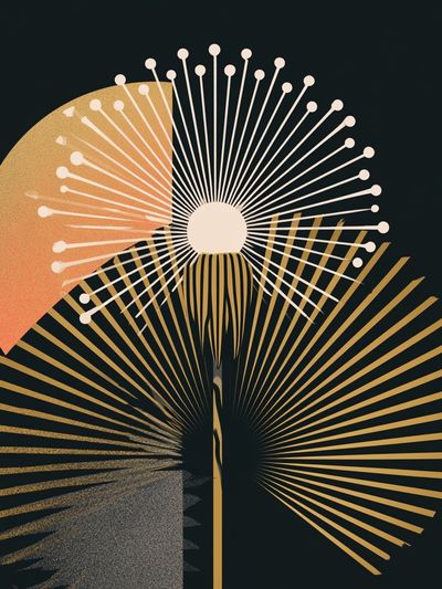Golden Sunburst Abstract Poster.