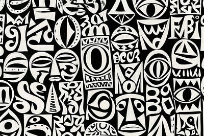 Tribal Mask Pattern Abstract Print. poster