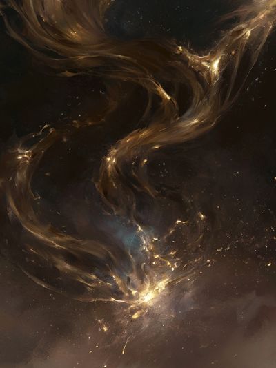 Golden Nebula Abstract Poster.