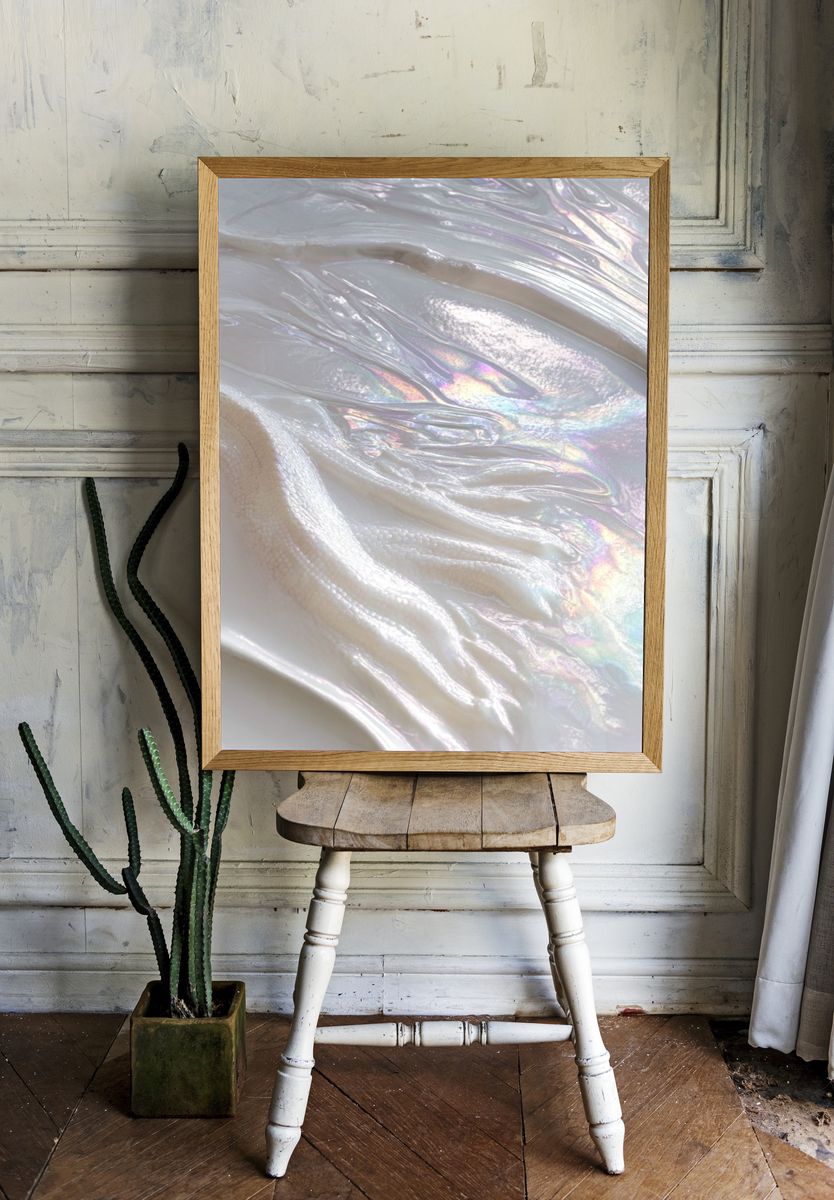 Iridescent Pearl Texture Abstract Print. room preview