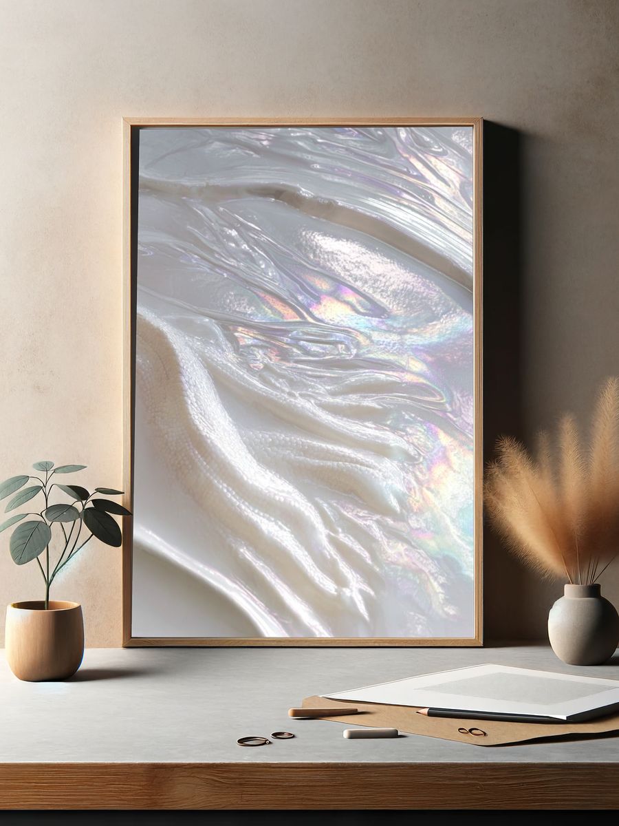 Iridescent Pearl Texture Abstract Print. — room view 2