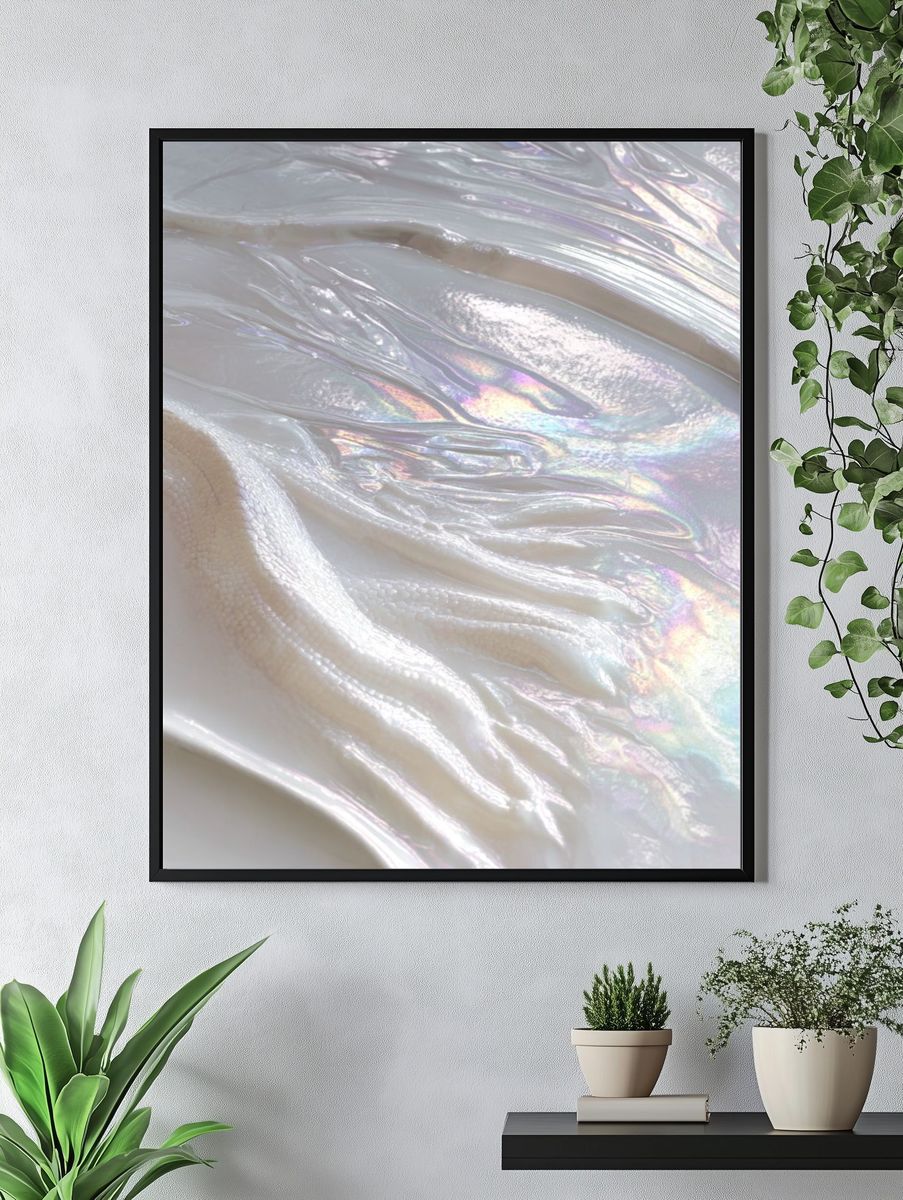 Iridescent Pearl Texture Abstract Print. — room view 4