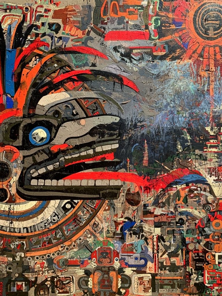 Aztec Sun Mask Abstract Poster. poster — abstract art