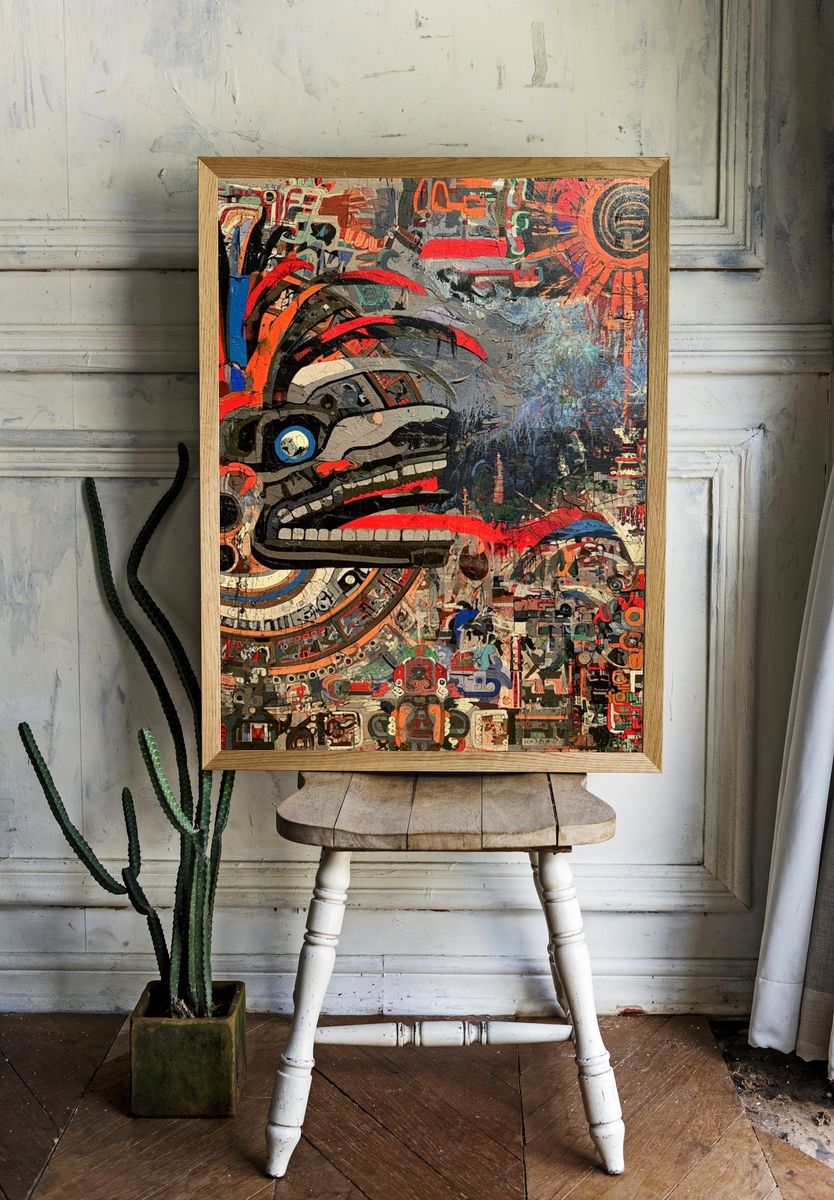 Aztec Sun Mask Abstract Poster. room preview