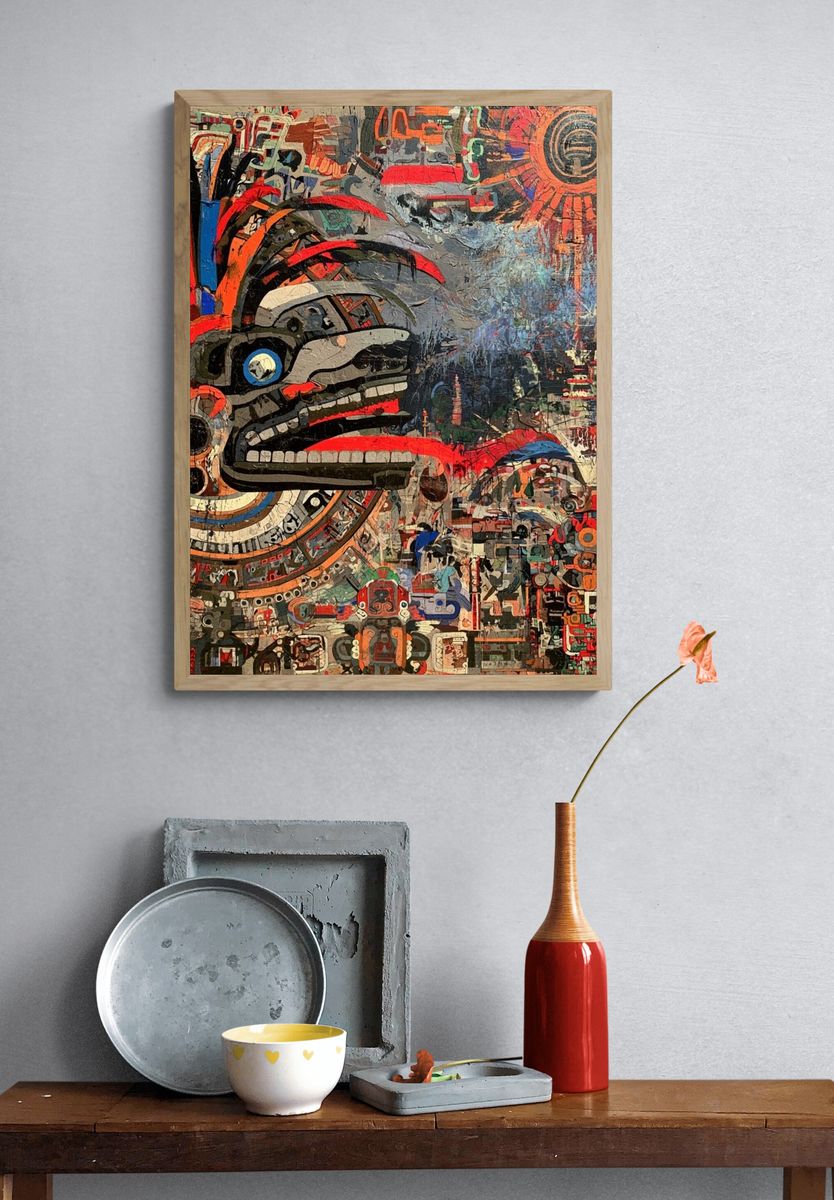 Aztec Sun Mask Abstract Poster. — room view 3