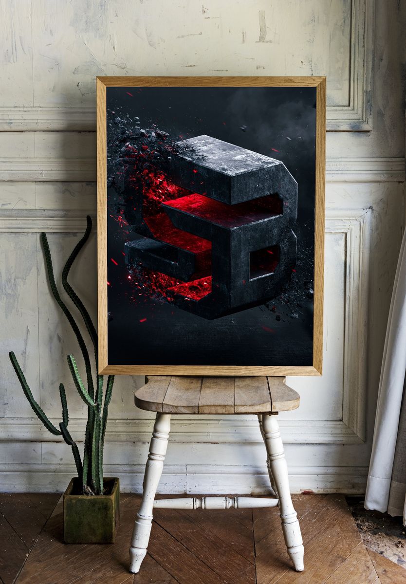 Exploding Metallic S Poster. room preview