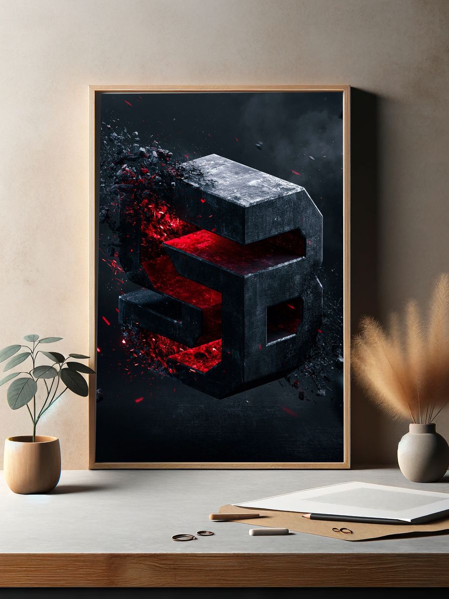 Exploding Metallic S Poster. — room view 2