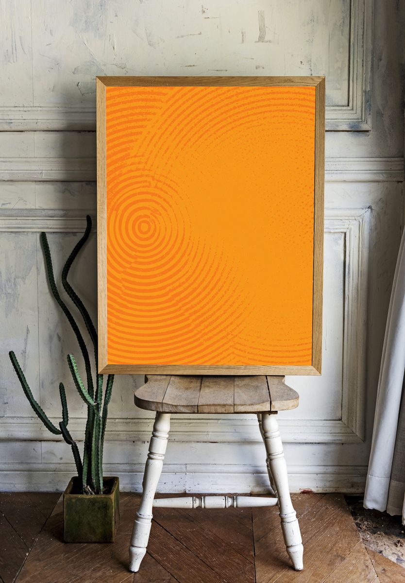 Orange Spiral Texture Abstract Poster. — room view 1