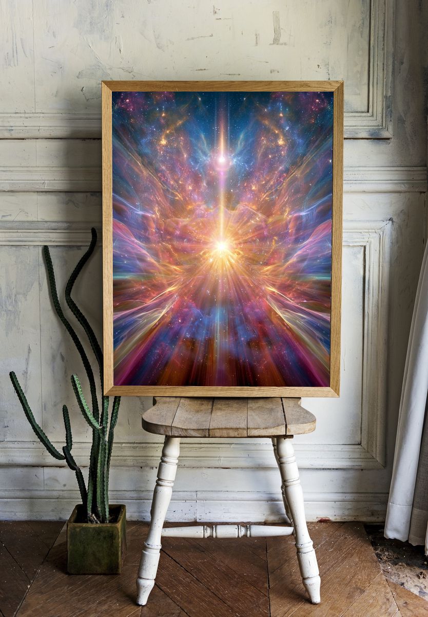 Cosmic Light Burst Abstract Poster. — room view 1