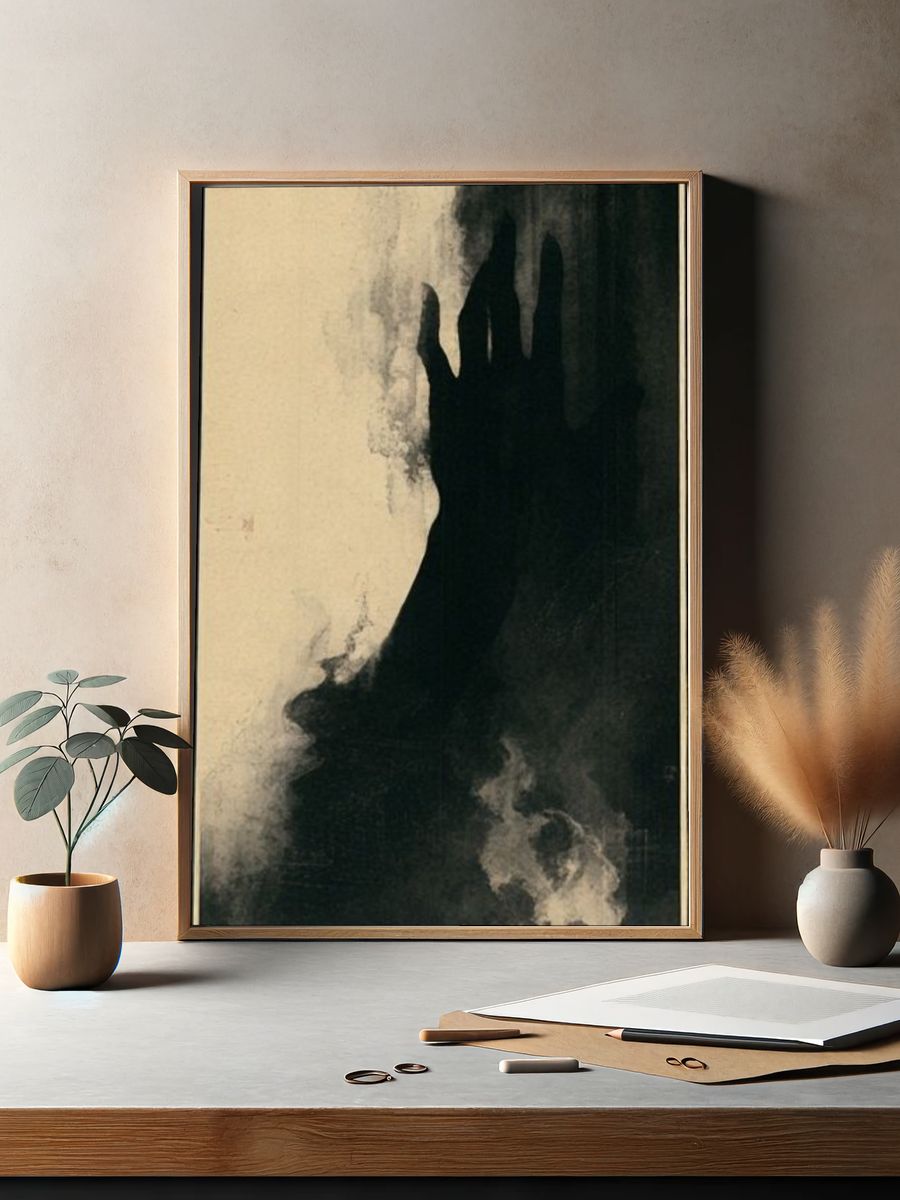 Shadowed Form Abstract Print. — room view 2