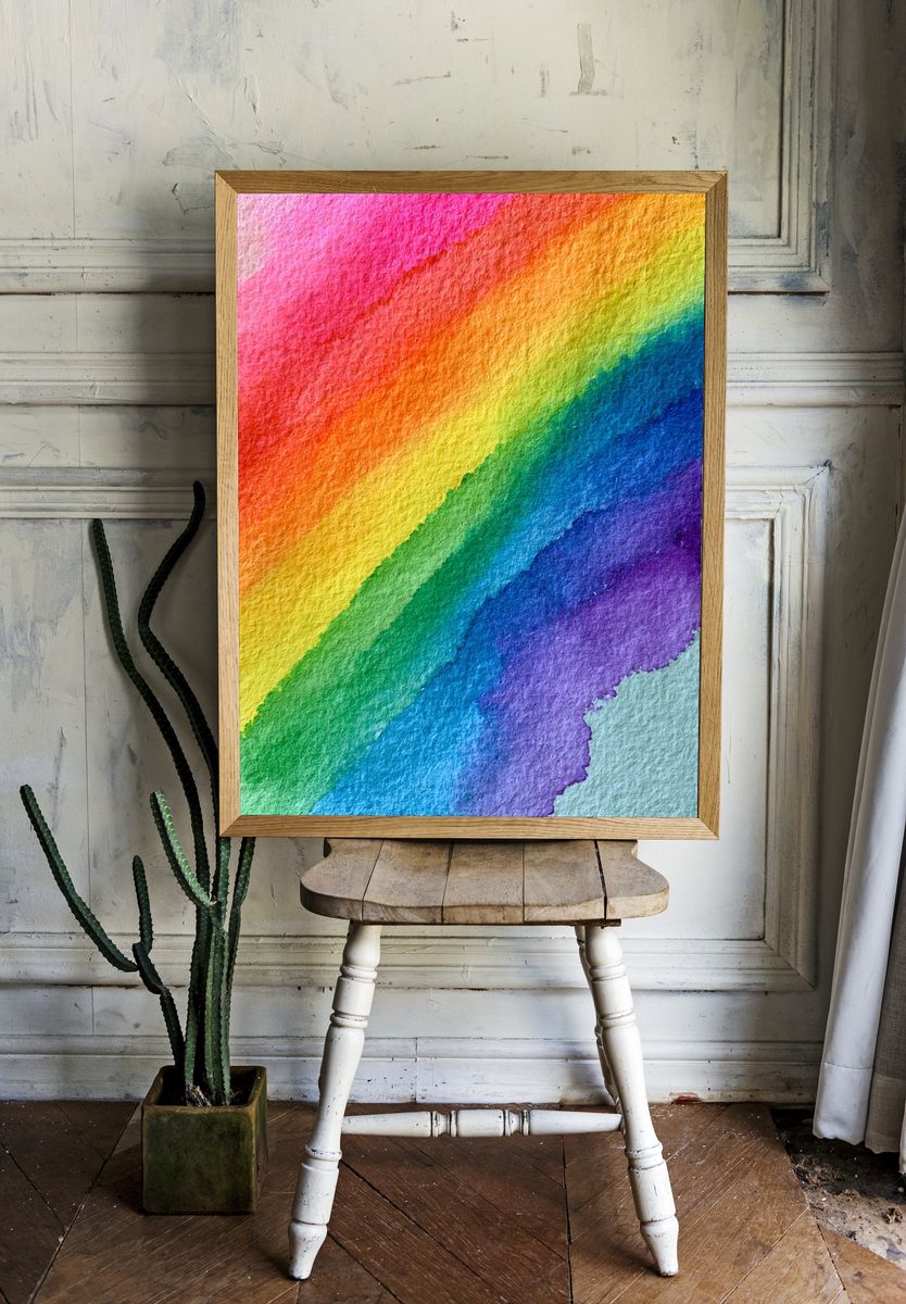 Rainbow Watercolor Abstract Poster. room preview
