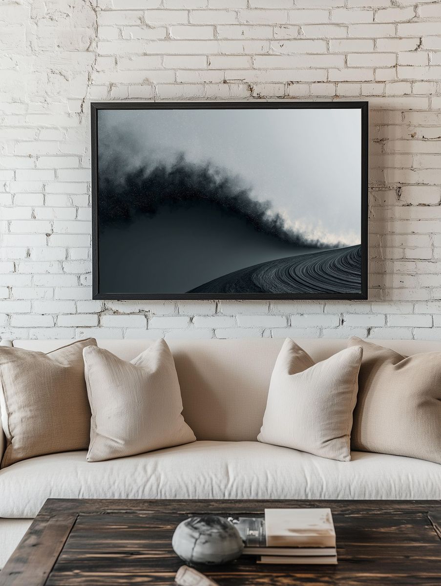 Monochrome Sand Dune Abstract Print. room preview