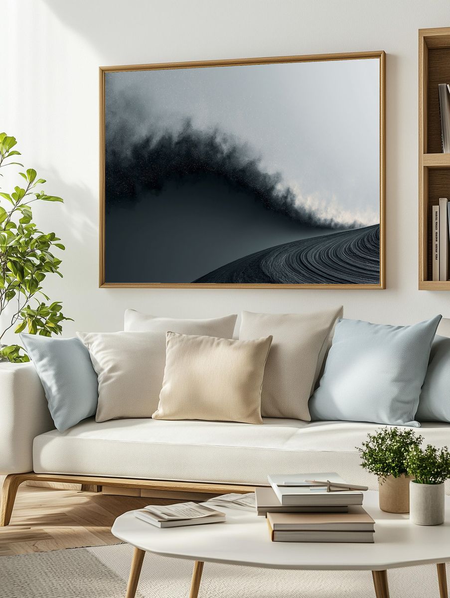 Monochrome Sand Dune Abstract Print. — room view 2