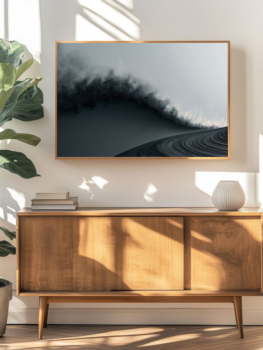Monochrome Sand Dune Abstract Print. — room view 3