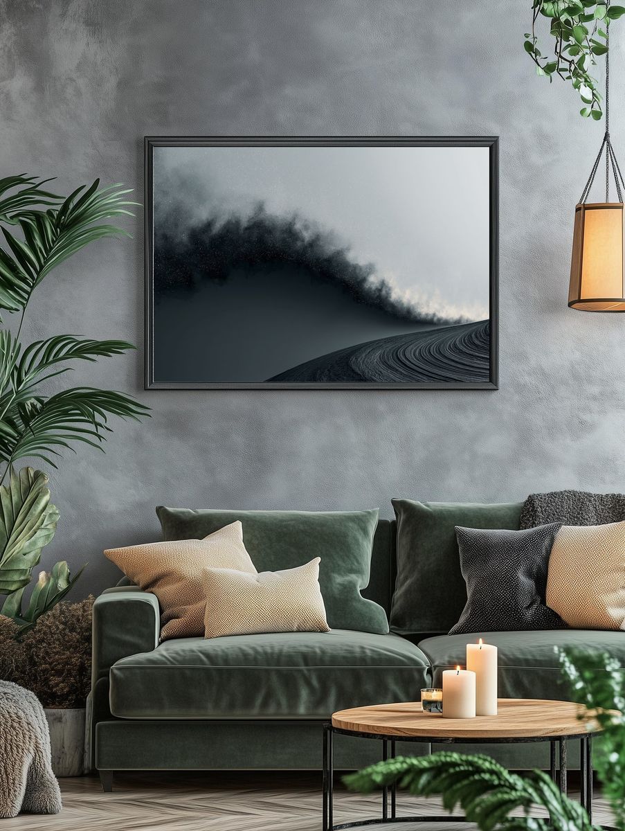 Monochrome Sand Dune Abstract Print. — room view 4