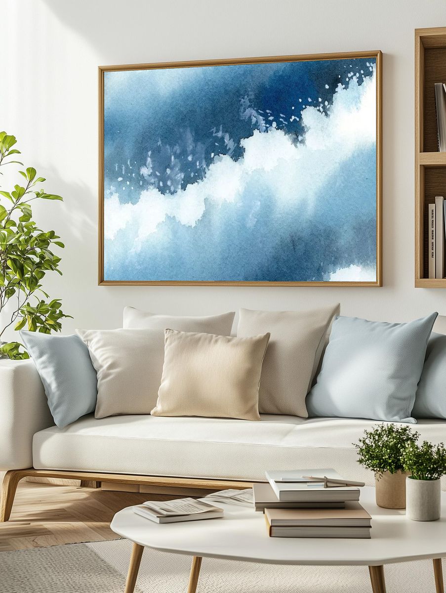 Stormy blue ocean water color. — room view 2