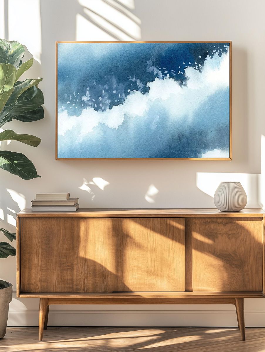 Stormy blue ocean water color. — room view 3