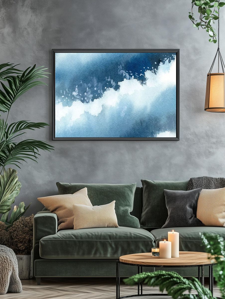 Stormy blue ocean water color. — room view 4