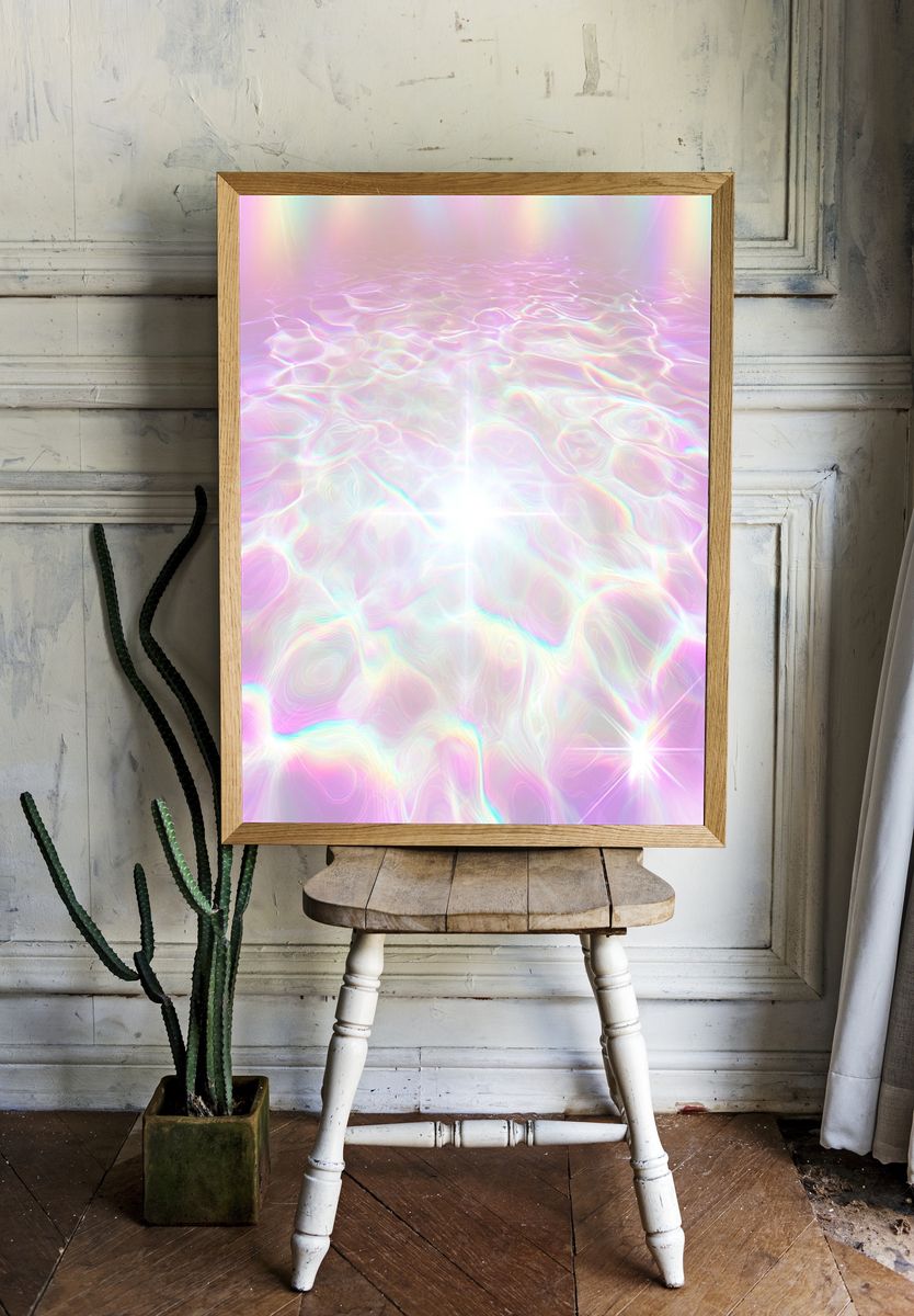 Pastel Iridescent Glow Abstract Poster. room preview