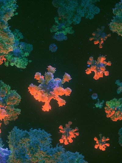 Neon Coral Bloom Abstract Poster.