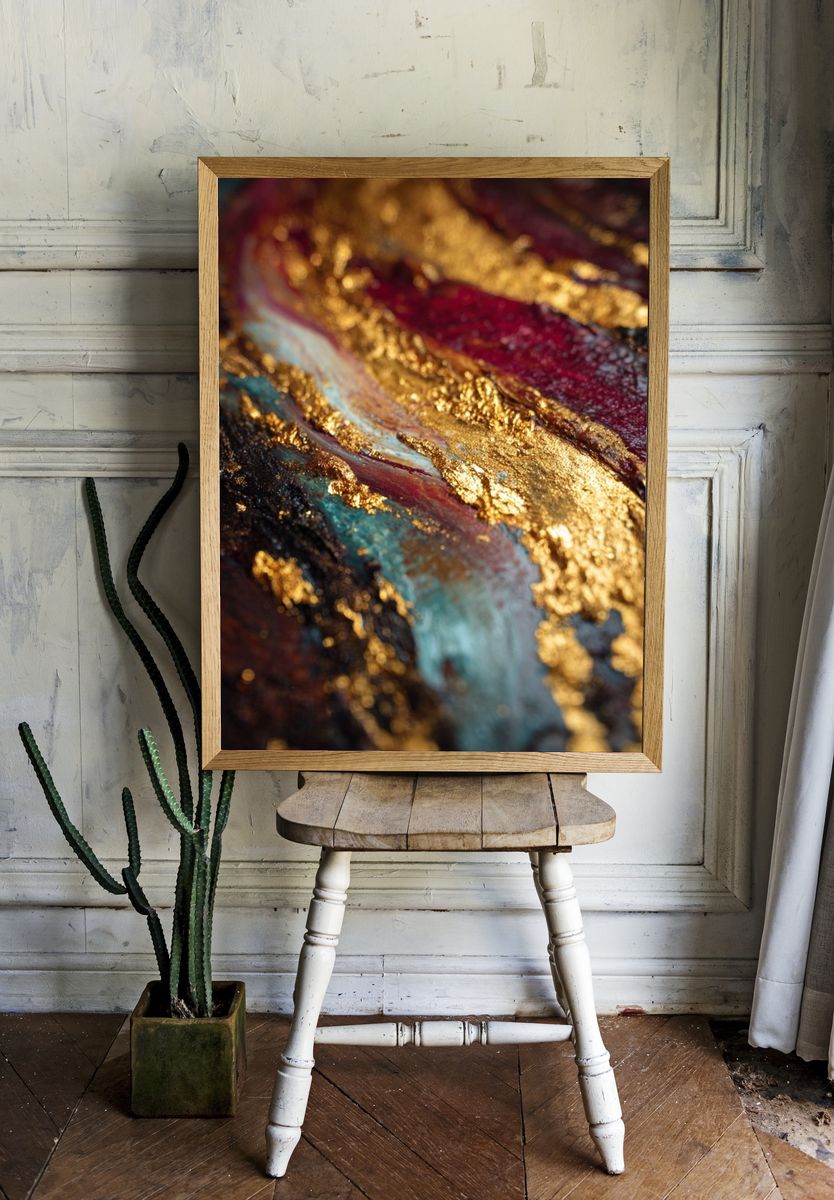 Gilded Abstract Flow Poster. — room view 1