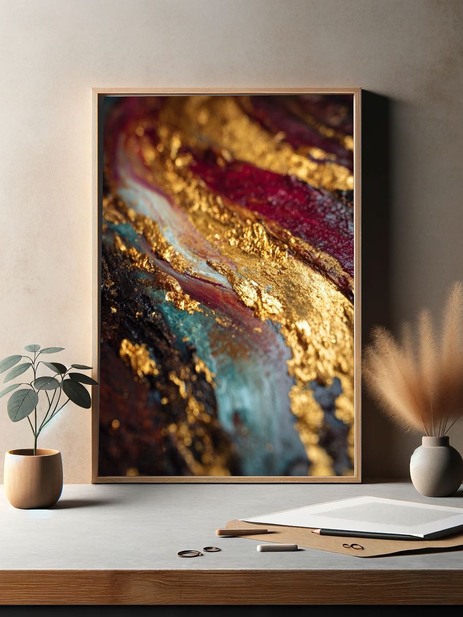 Gilded Abstract Flow Poster. — room view 2