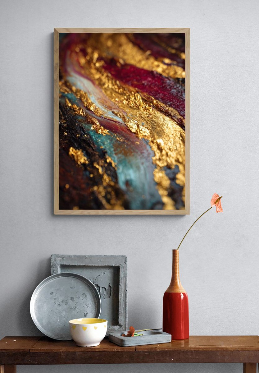Gilded Abstract Flow Poster. — room view 3