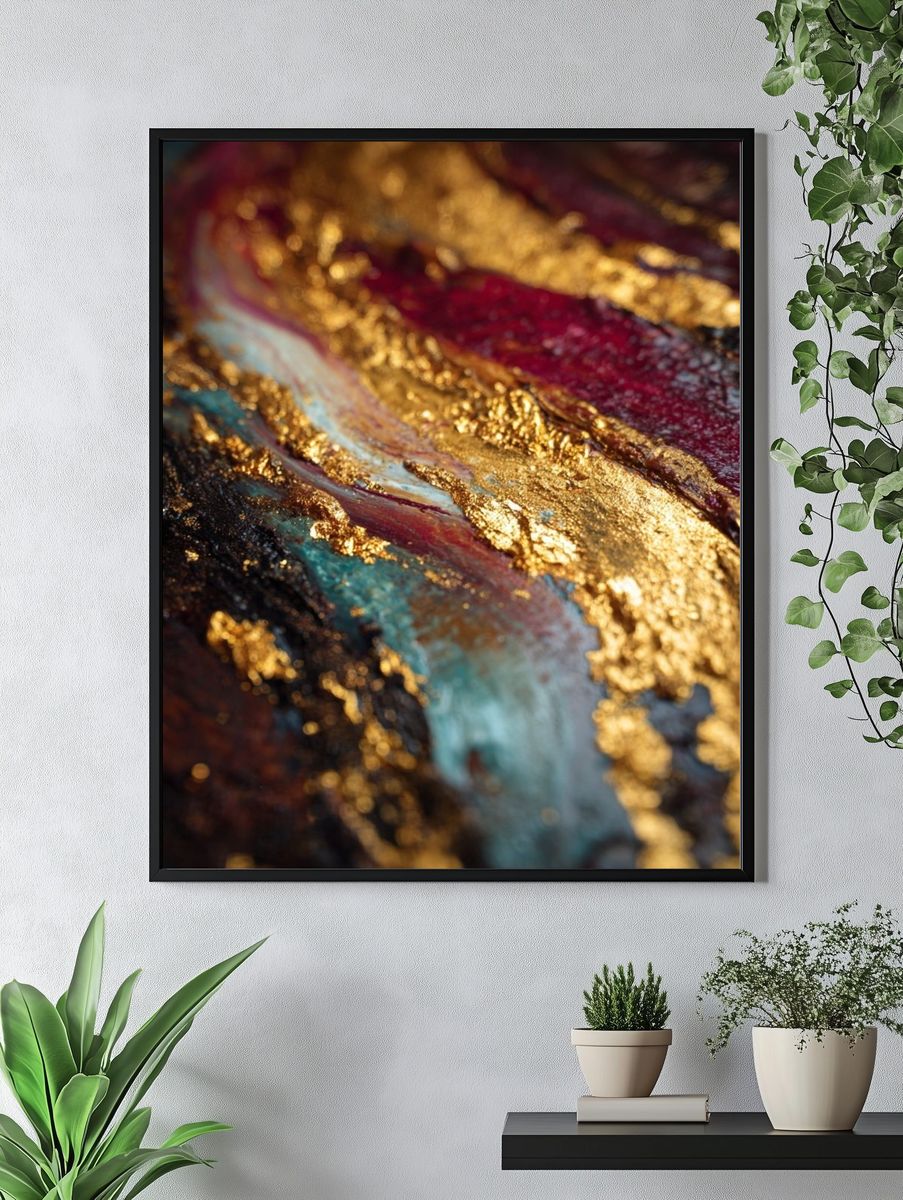 Gilded Abstract Flow Poster. — room view 4