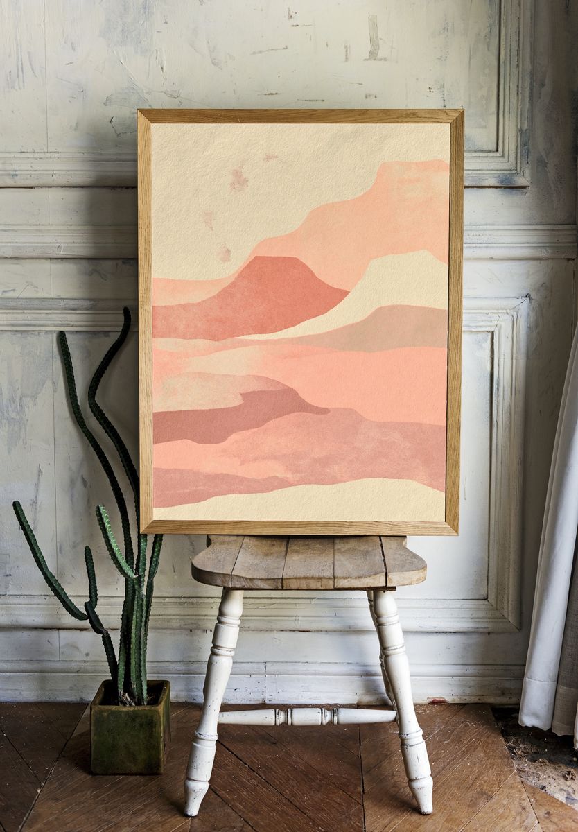 Pastel Desert Layers Abstract Print. — room view 1