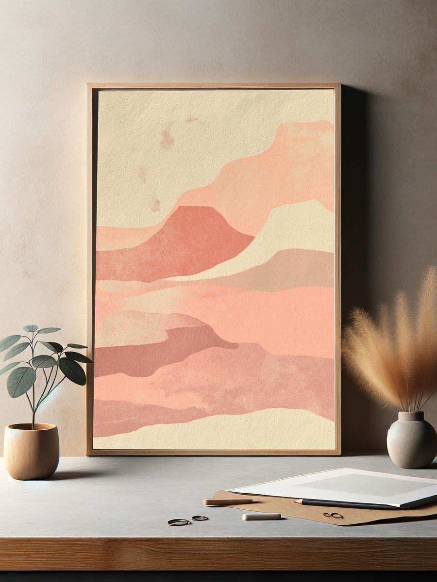 Pastel Desert Layers Abstract Print. — room view 2