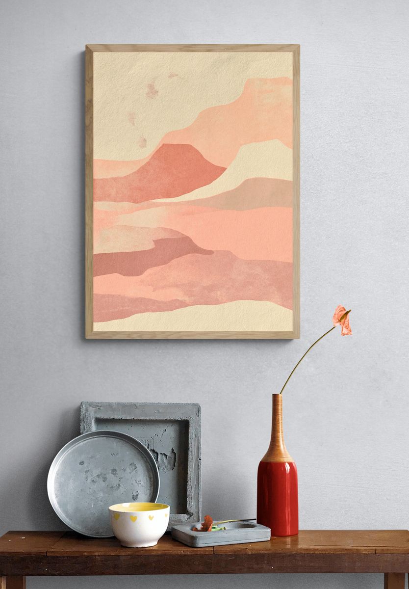 Pastel Desert Layers Abstract Print. — room view 3
