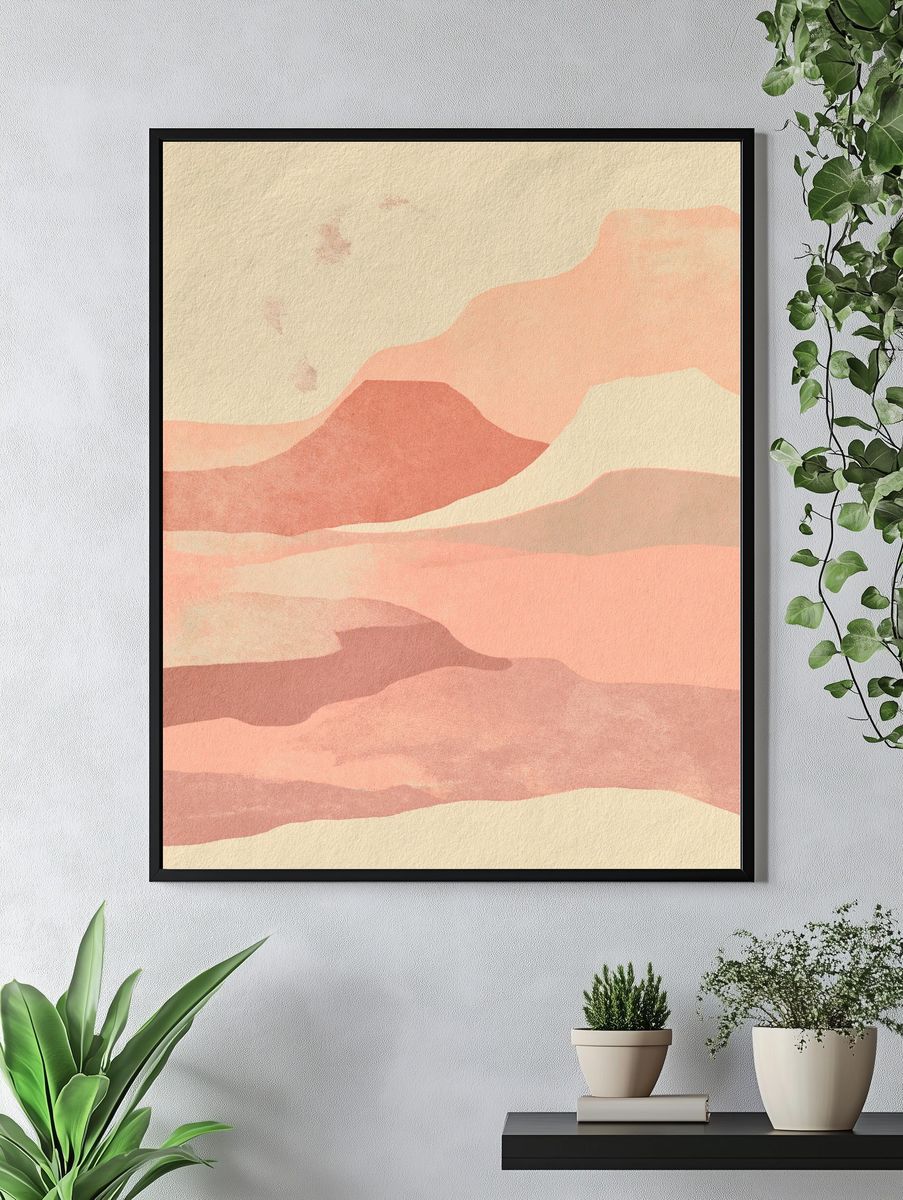 Pastel Desert Layers Abstract Print. — room view 4