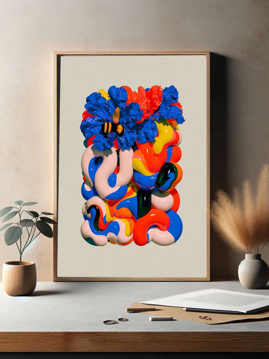 Abstract Floral Sculpture Poster. — room view 2