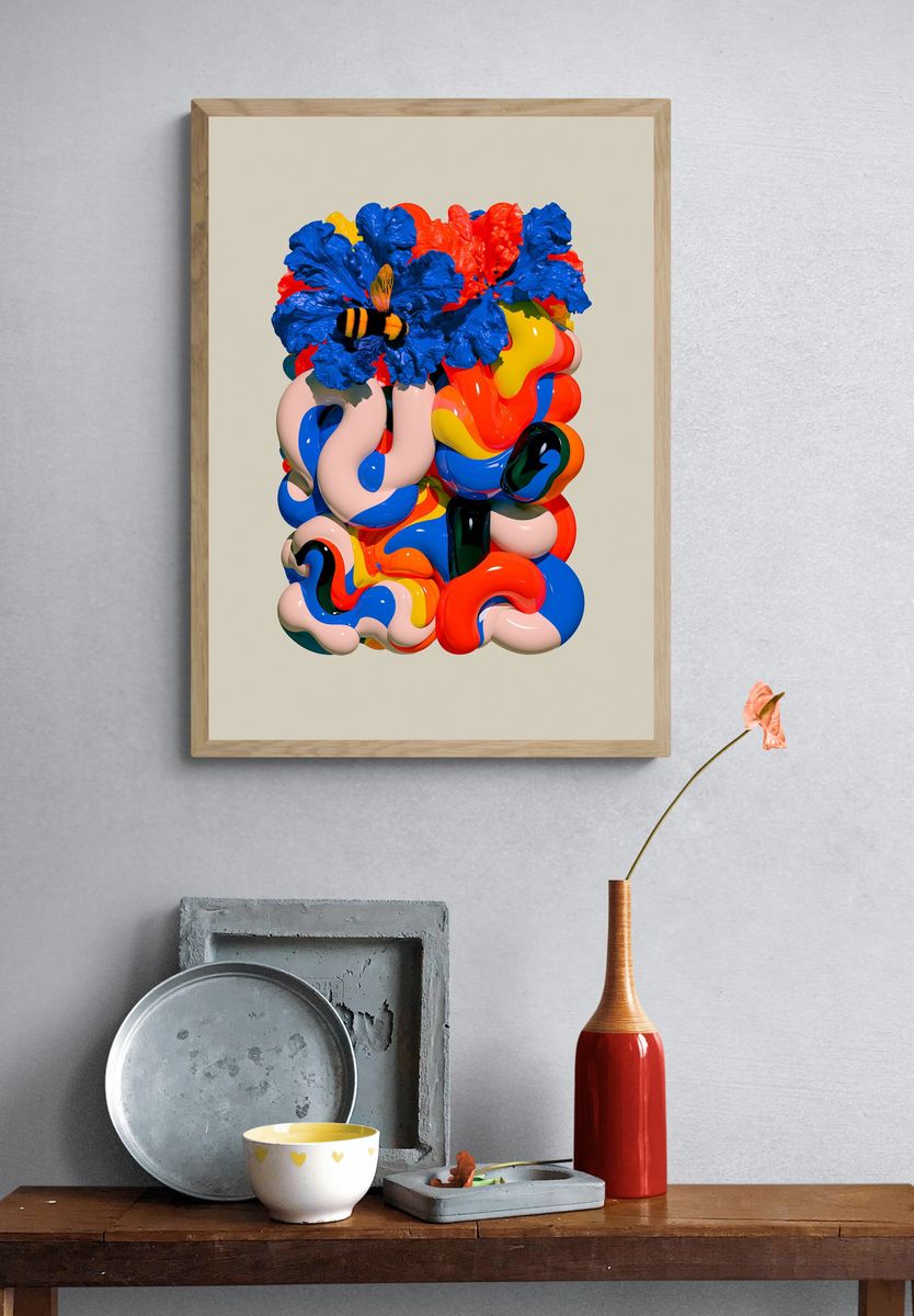 Abstract Floral Sculpture Poster. — room view 3