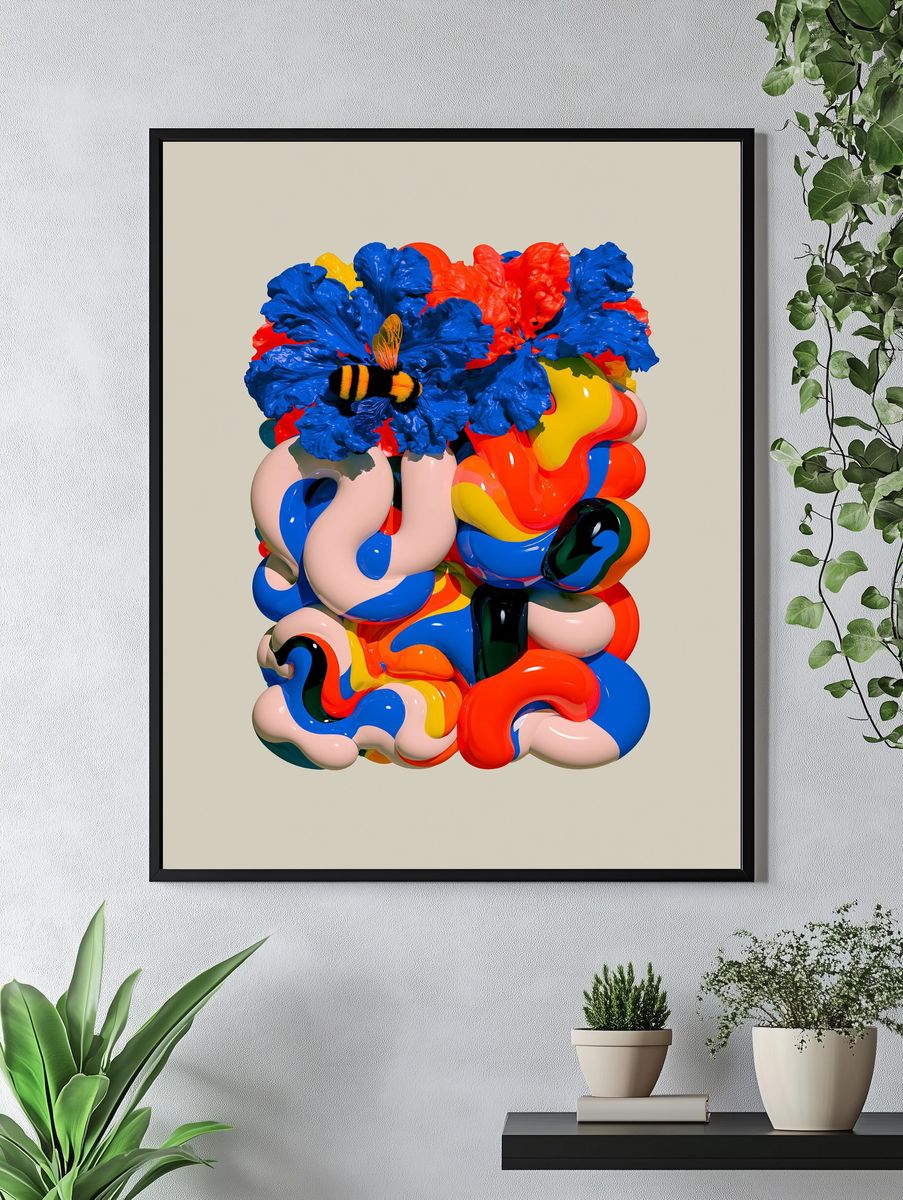 Abstract Floral Sculpture Poster. — room view 4
