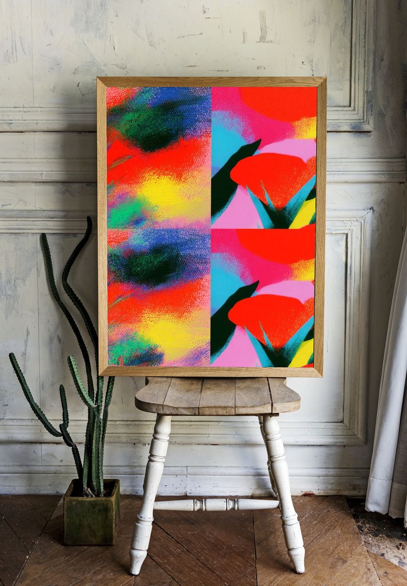 Neon Floral Abstract Poster. room preview