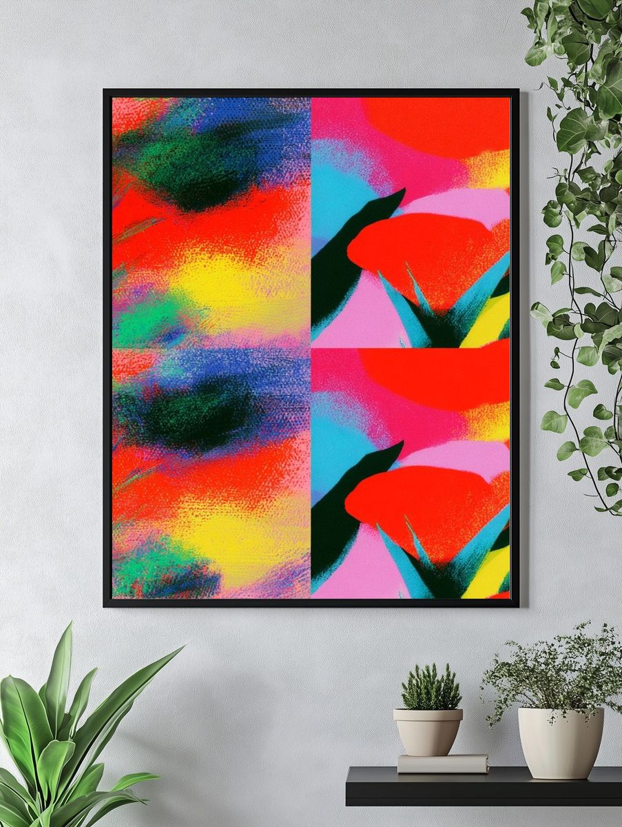 Neon Floral Abstract Poster. — room view 4
