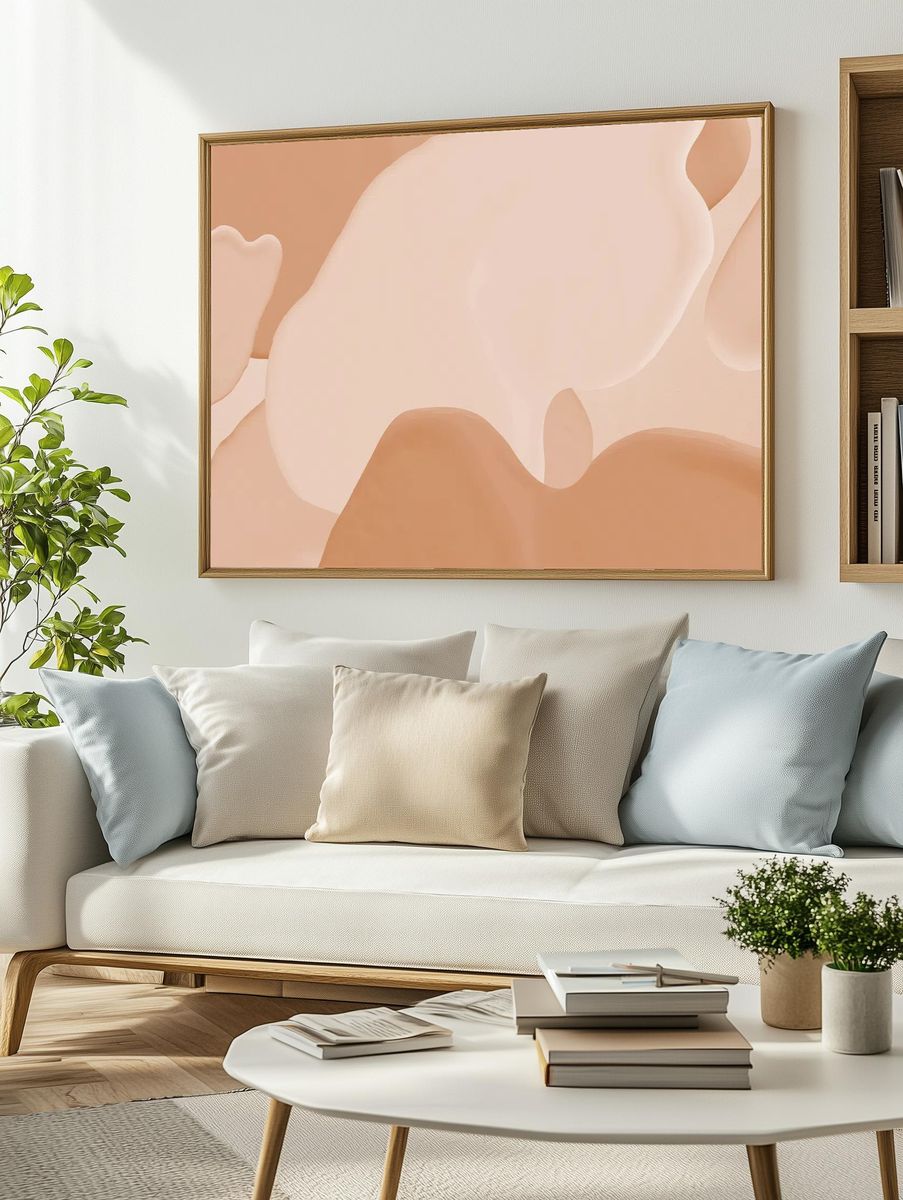 Beige acrylic painting background wallpaper. — room view 2
