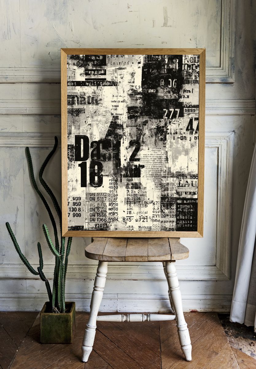 Grunge Number Collage Poster. room preview