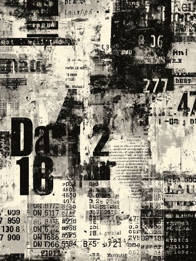 Grunge Number Collage Poster.