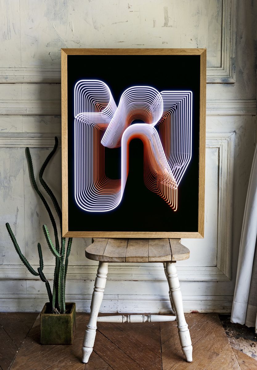 Neon Ribbon Abstract Poster. room preview