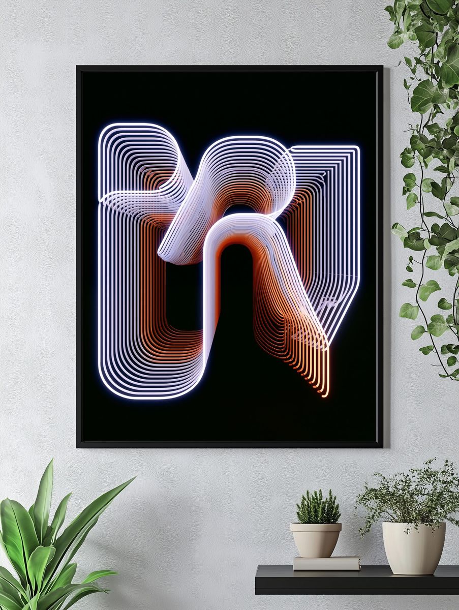 Neon Ribbon Abstract Poster. — room view 4