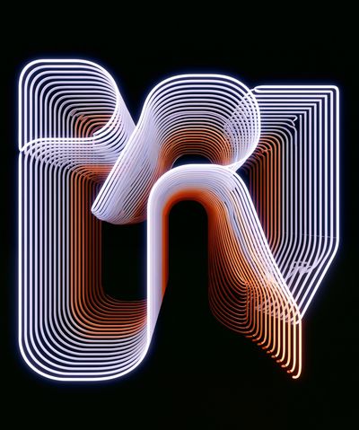 Neon Ribbon Abstract Poster.