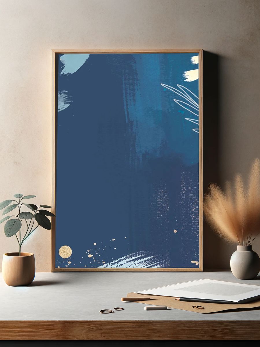 Abstract blue tone Memphis patterned. — room view 2