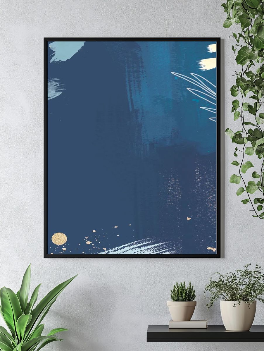 Abstract blue tone Memphis patterned. — room view 4