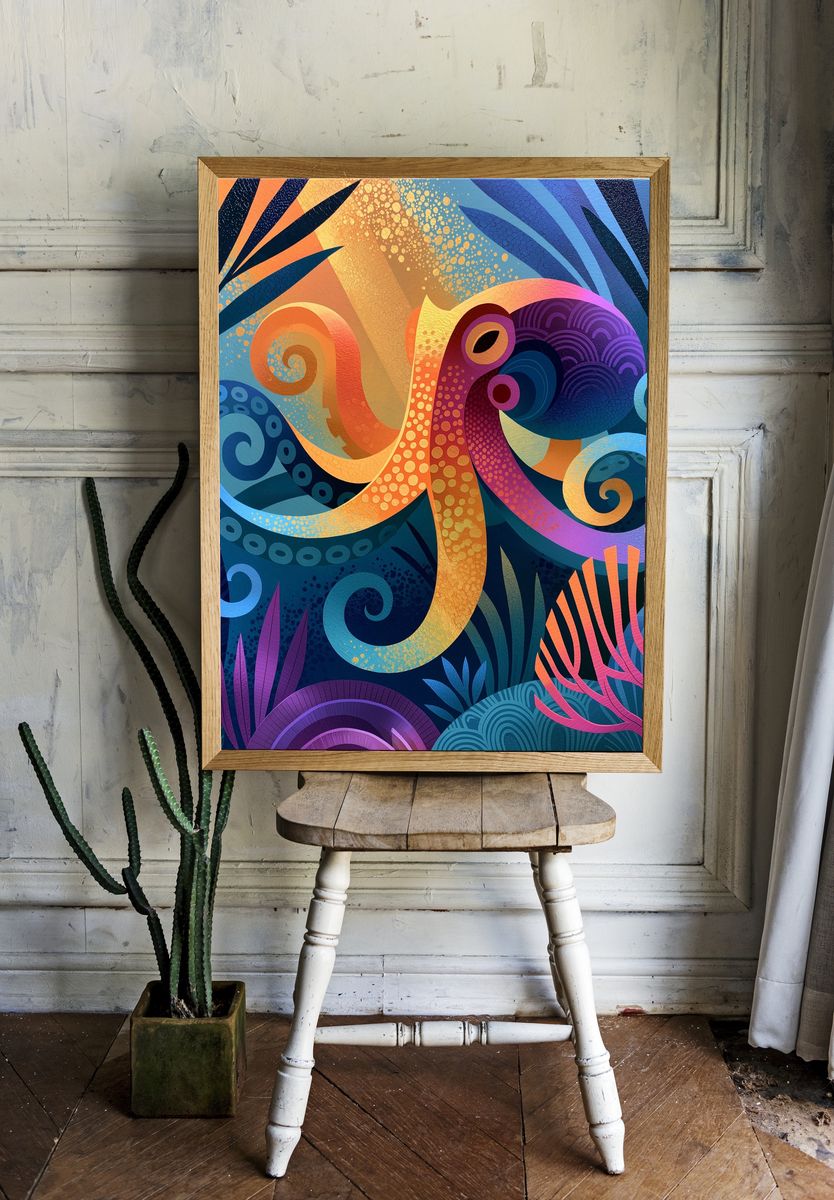 Abstract Coral Reef Poster. — room view 1