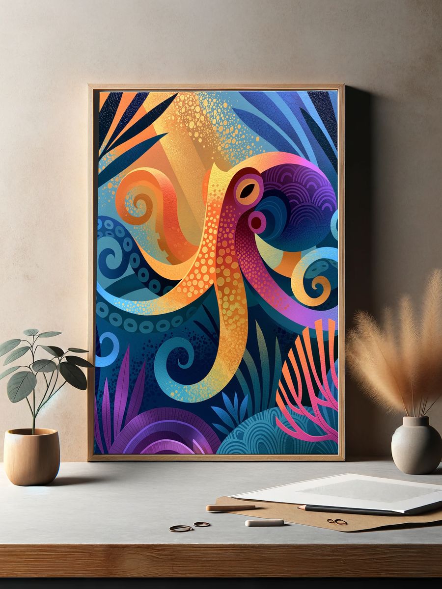 Abstract Coral Reef Poster. — room view 2
