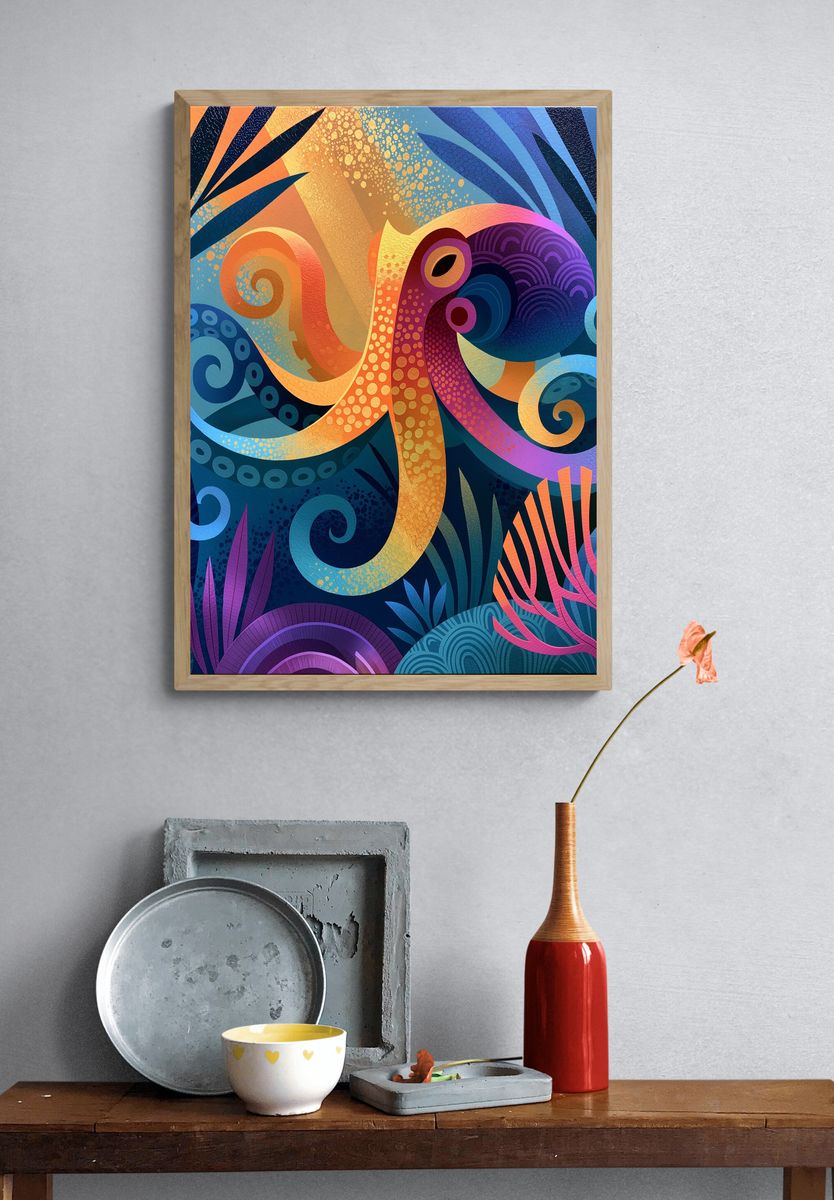 Abstract Coral Reef Poster. — room view 3