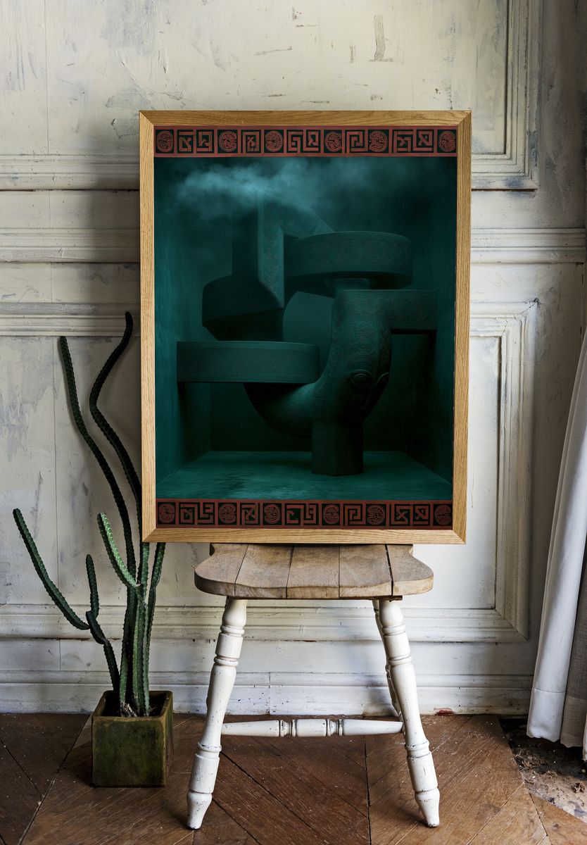 Celtic Spiral Abstract Print. room preview