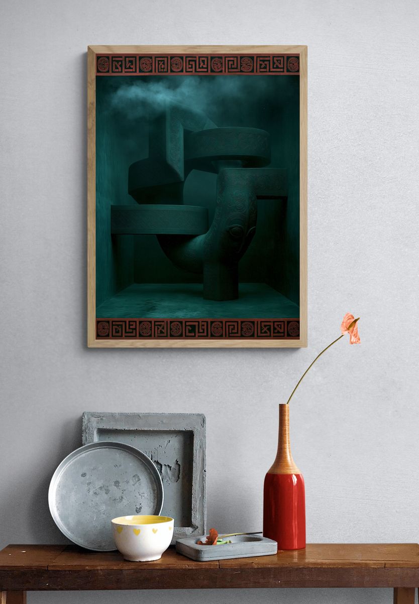 Celtic Spiral Abstract Print. — room view 3